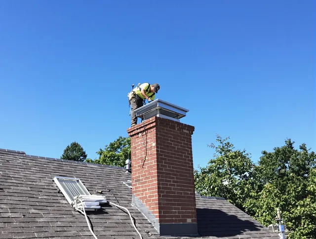 Azusa Chimney Sweep technician measuring a chimney cap in Azusa, CA