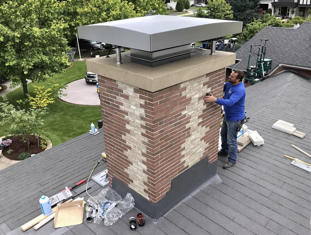Azusa Chimney Sweep team working on a custom chimney remodel in Azusa, CA