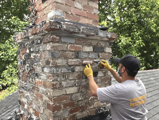 In-progress chimney restoration by Azusa Chimney Sweep in Azusa, CA